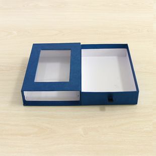 工厂定制,蓝色pvc开窗包装盒,免费设计,1个起订,可定制logo